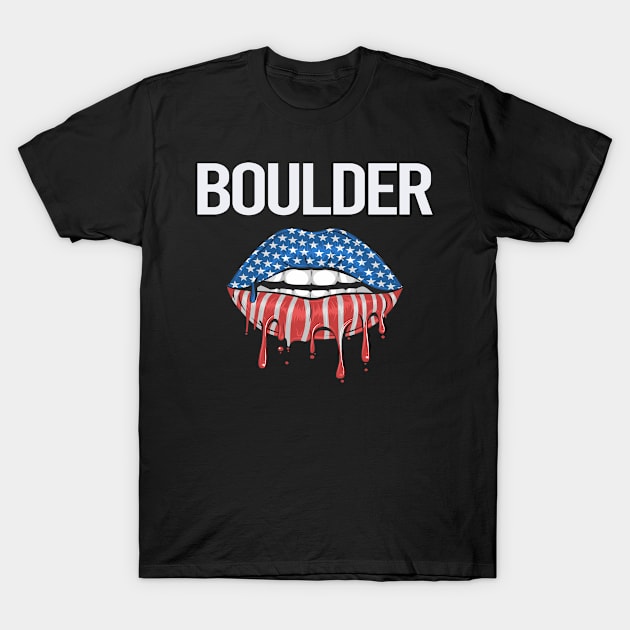 USA Flag Lips Boulder T-Shirt by rosenbaumquinton52